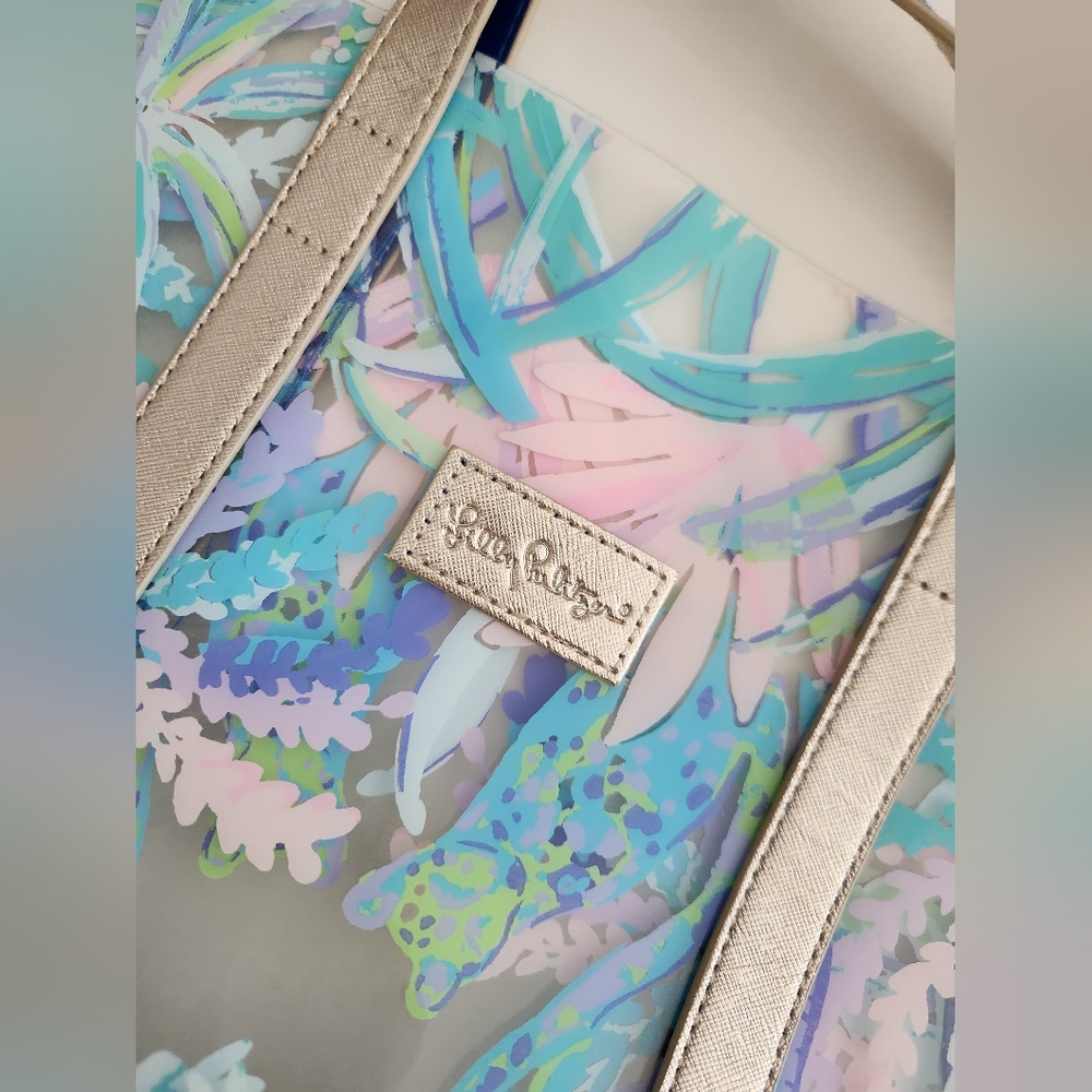 Lilly Pulitzer Pool Tote Beach Bag..Sweet Escape clear W/ Extra Valuables Pouch - Picture 7 of 10